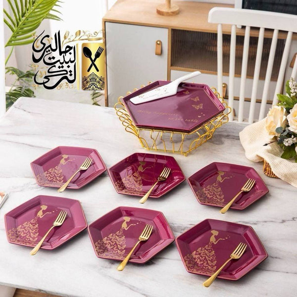 طقم كيك 15 قطعه سداسي